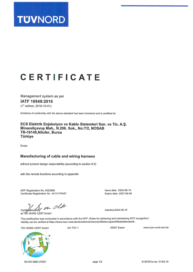 IATF 16949 sertifikası