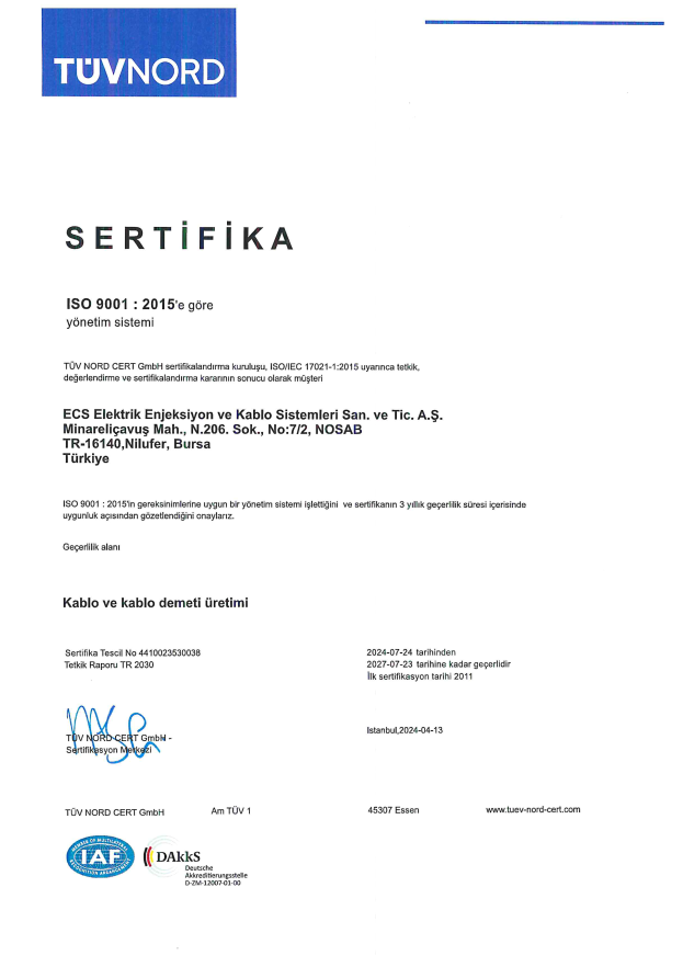 ISO 9001 sertifikası